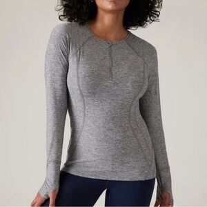 Athleta Pacifica Illume Gray Long Sleeve Quarter Zip Women's Top size Small